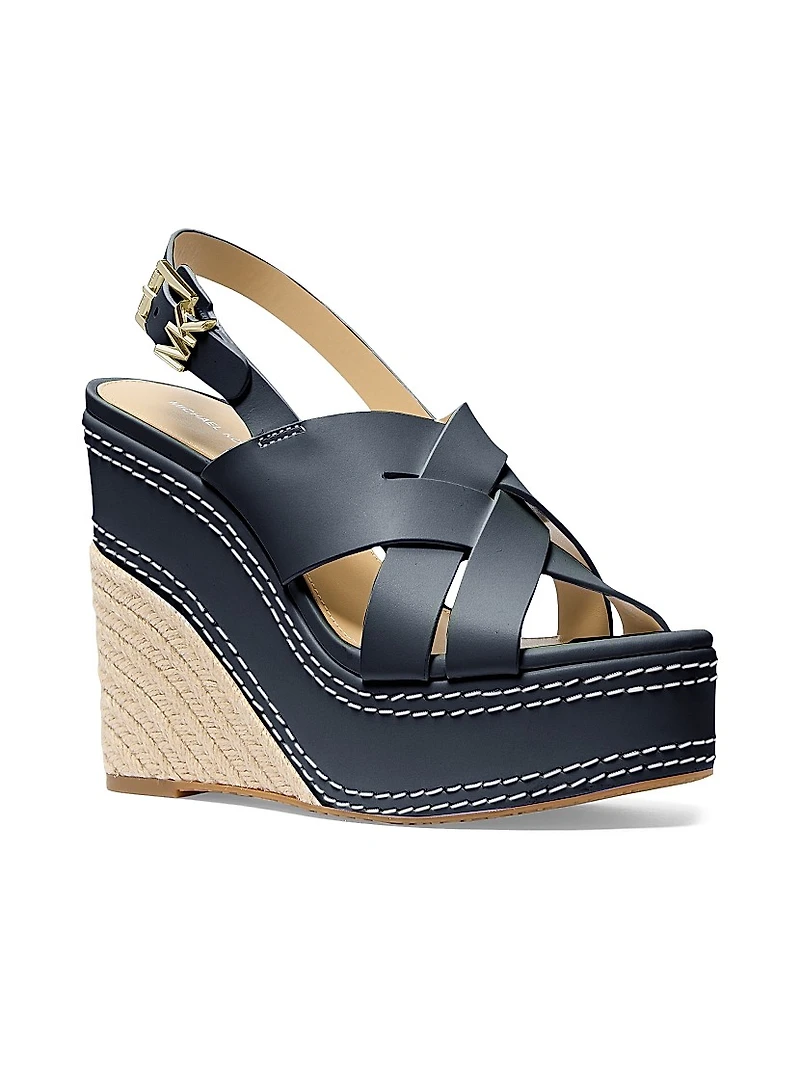 Nora 125MM Leather Platform Wedge Slingback Sandals