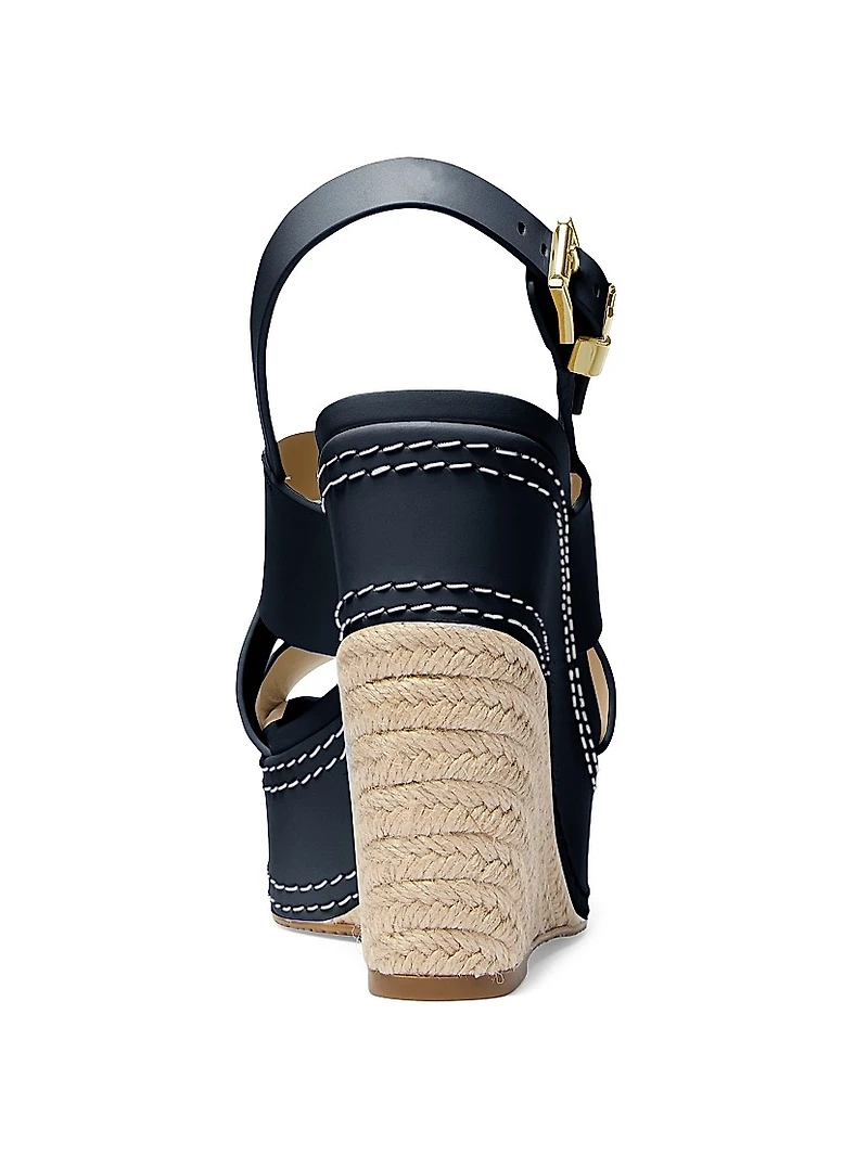 Nora 125MM Leather Platform Wedge Slingback Sandals