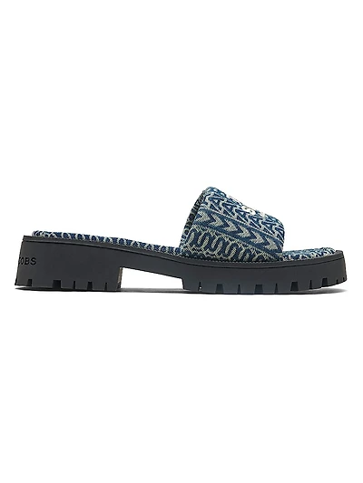 The Slide Denim Monogram Sandals