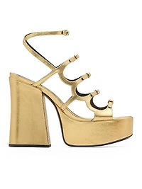 Kiki Metallic Leather Platform Pump Sandals