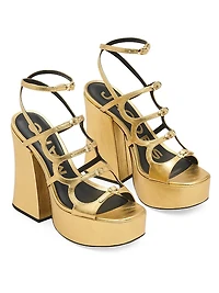 Kiki Metallic Leather Platform Pump Sandals