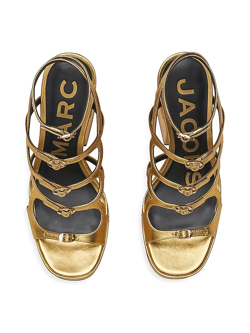 Kiki Metallic Leather Platform Pump Sandals