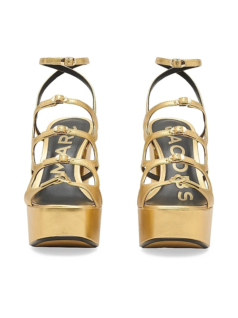 Kiki Metallic Leather Platform Pump Sandals