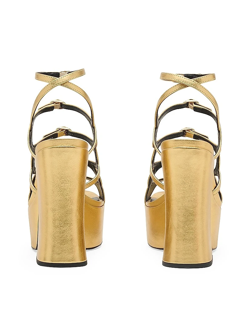 Kiki Metallic Leather Platform Pump Sandals