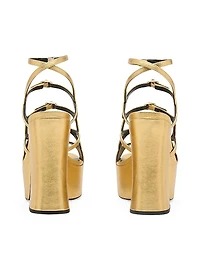 Kiki Metallic Leather Platform Pump Sandals