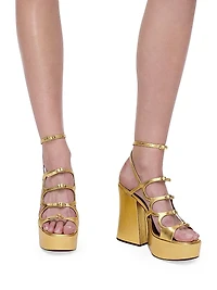 Kiki Metallic Leather Platform Pump Sandals