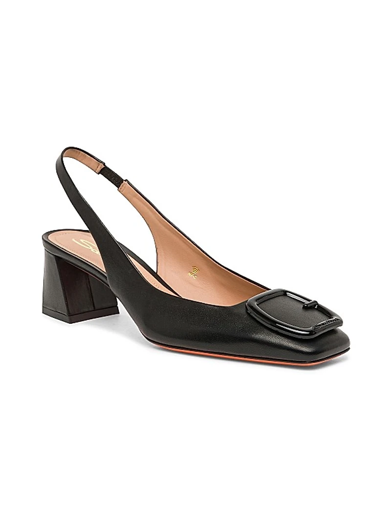 50MM Leather Slingback Pumps