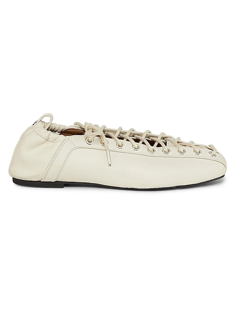Eyelets Lace-Up Ballet Flats