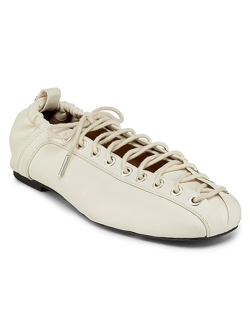 Eyelets Lace-Up Ballet Flats