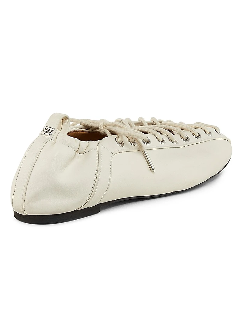 Eyelets Lace-Up Ballet Flats