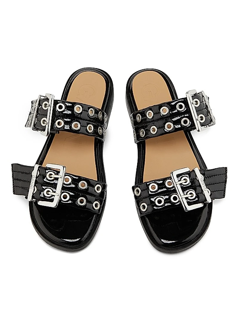 Feminine Buckle Slip-On Sandals