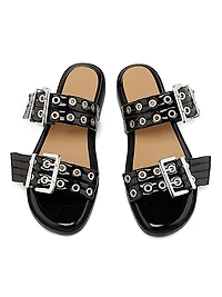Feminine Buckle Slip-On Sandals