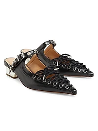Oleatex Crinkle Eyelets Lace-Up Mules