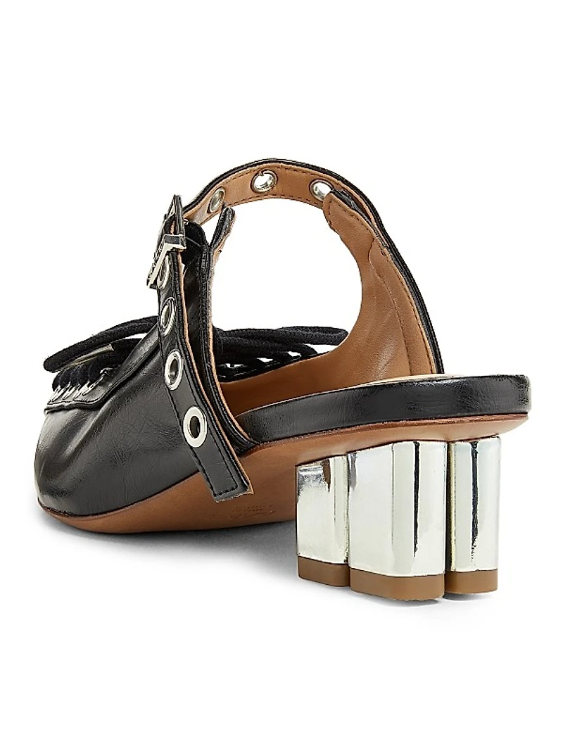 Oleatex Crinkle Eyelets Lace-Up Mules