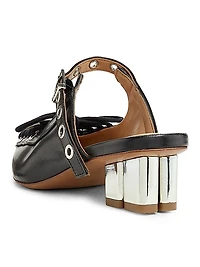Oleatex Crinkle Eyelets Lace-Up Mules
