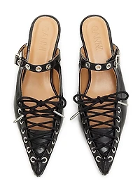 Oleatex Crinkle Eyelets Lace-Up Mules