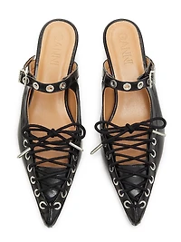 Oleatex Crinkle Eyelets Lace-Up Mules