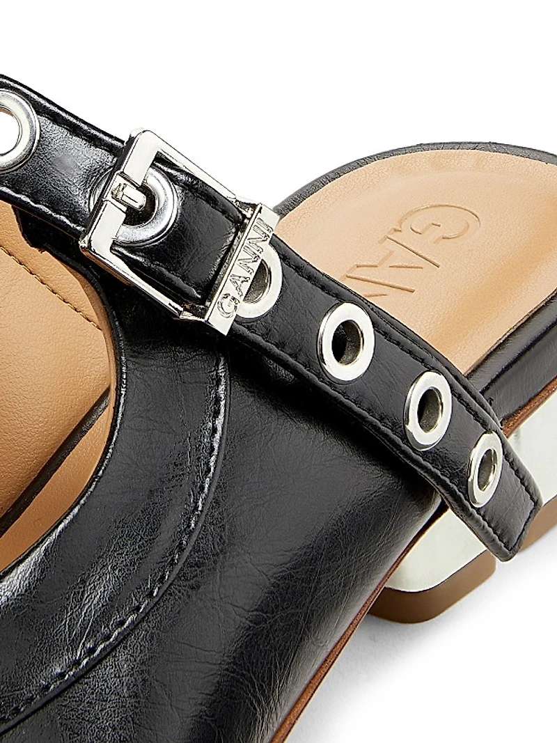 Oleatex Crinkle Eyelets Lace-Up Mules
