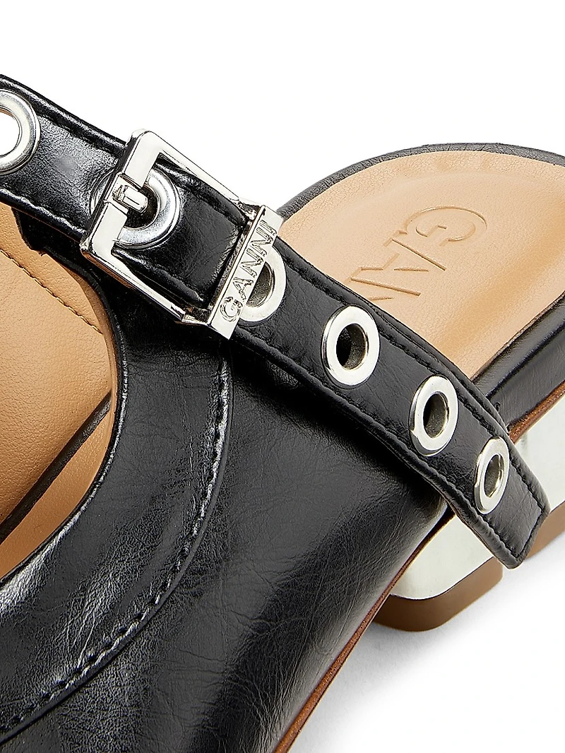 Oleatex Crinkle Eyelets Lace-Up Mules