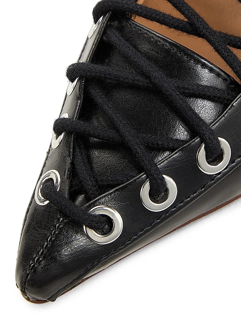 Oleatex Crinkle Eyelets Lace-Up Mules