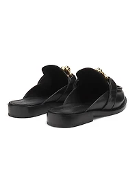 Astaire Knot-Accented Leather Mules