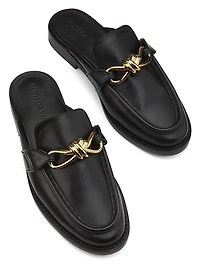 Astaire Knot-Accented Leather Mules