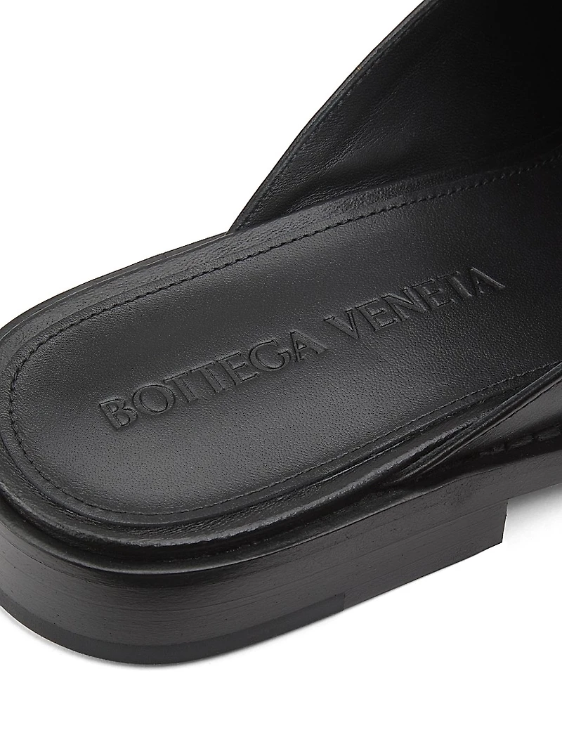 Astaire Knot-Accented Leather Mules