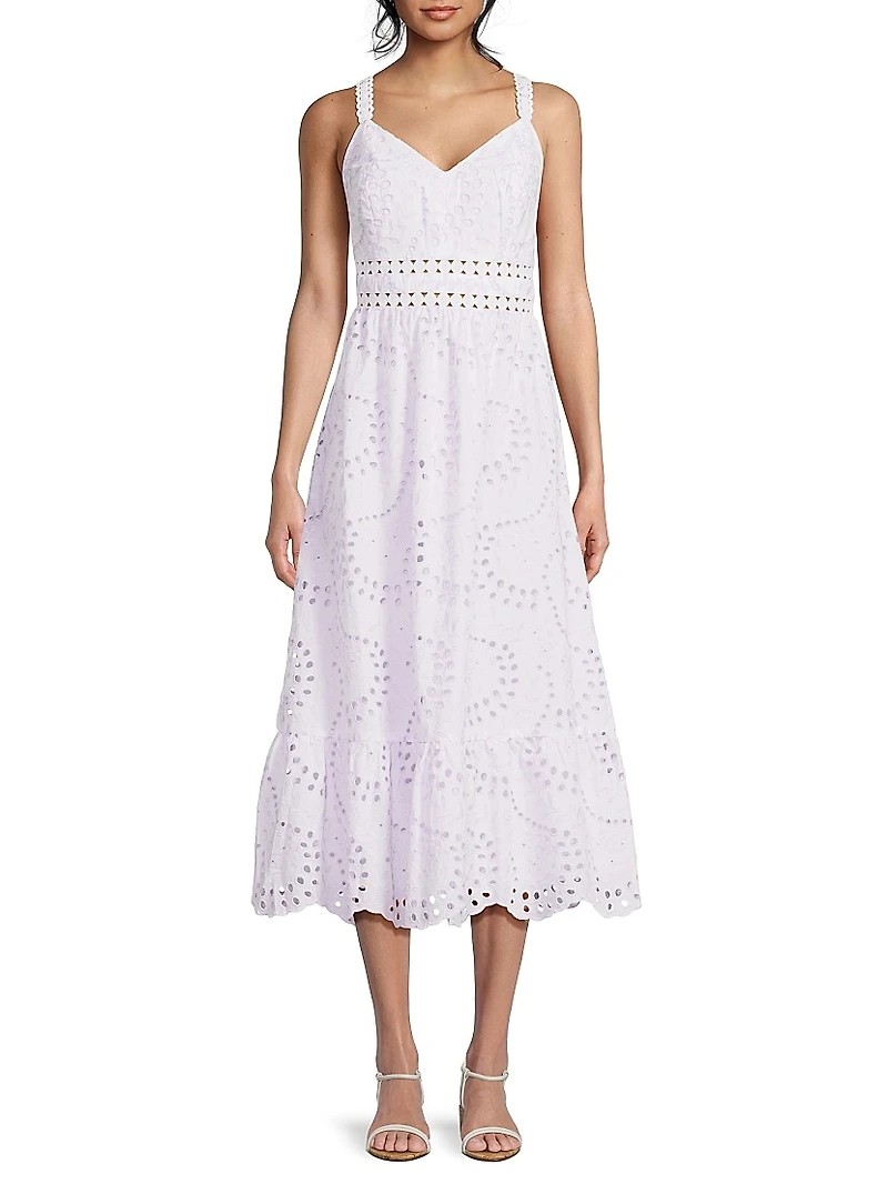 Tiah Eyelet Midi-Dress