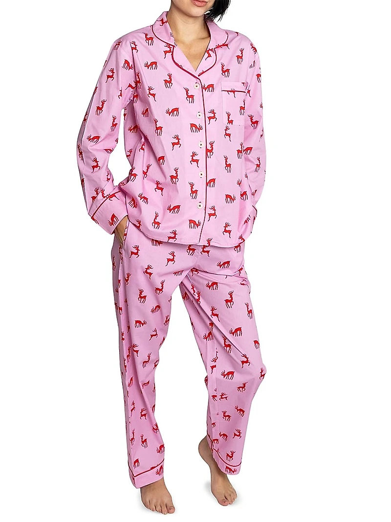 Women's Reindeer Long Pajama Set