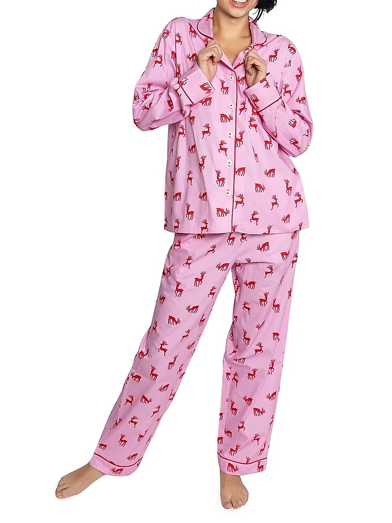 Women's Reindeer Long Pajama Set