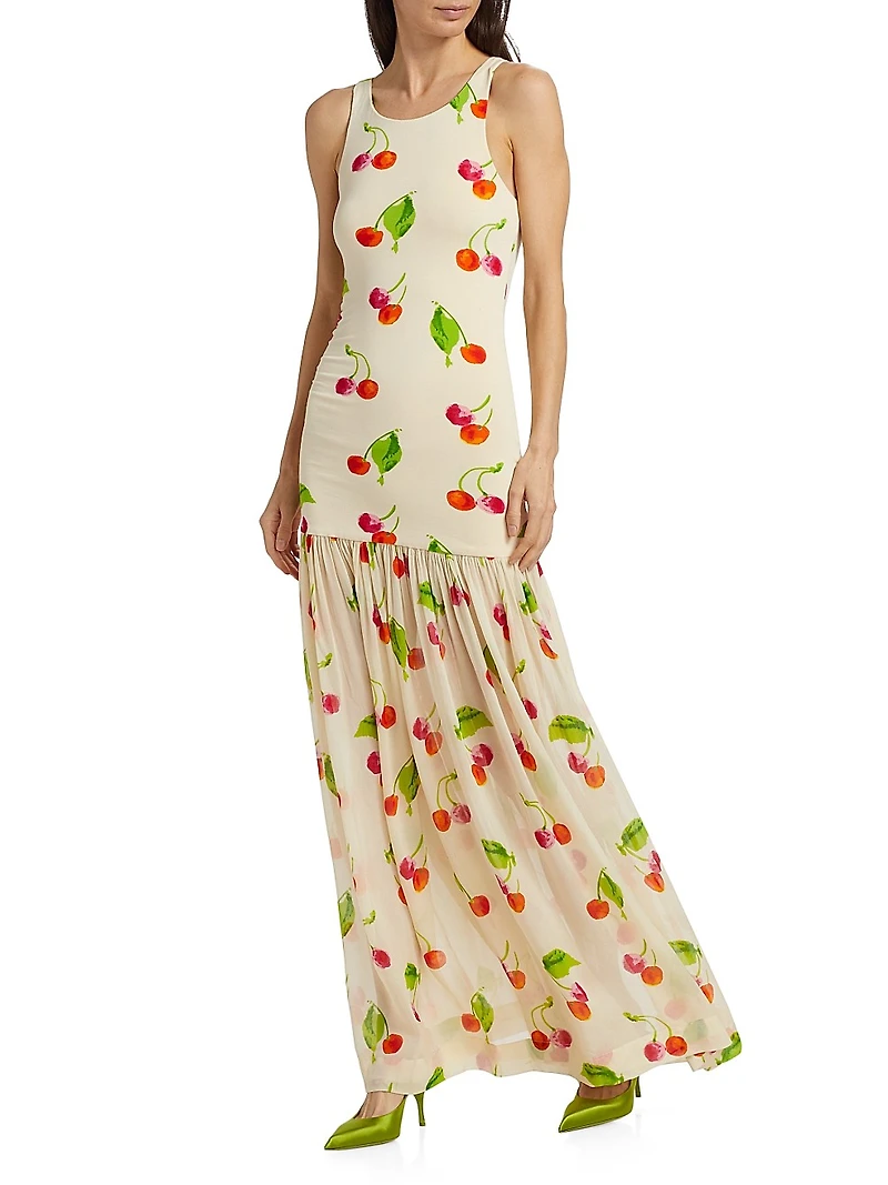 Cherry-Print Maxi Dress