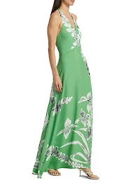 This Time Floral Twist Halter Maxi Dress