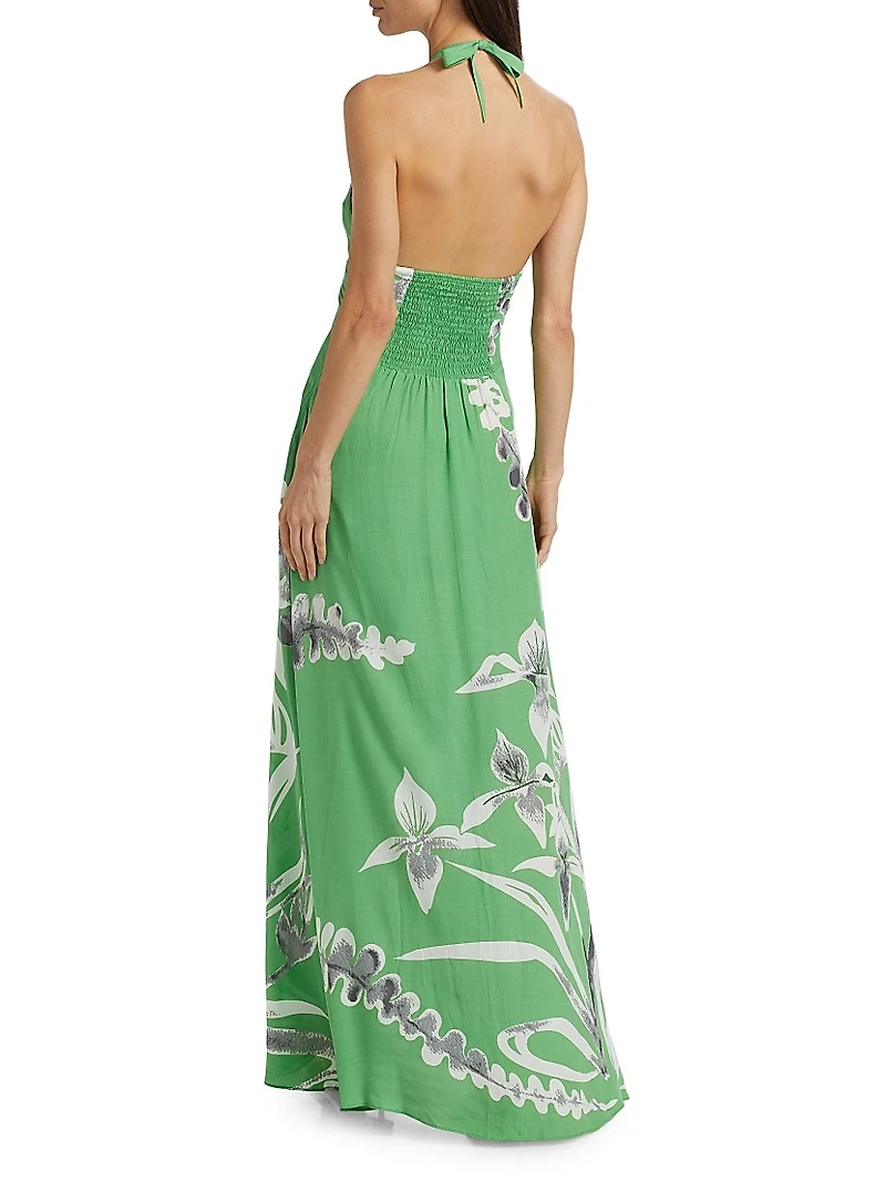 This Time Floral Twist Halter Maxi Dress