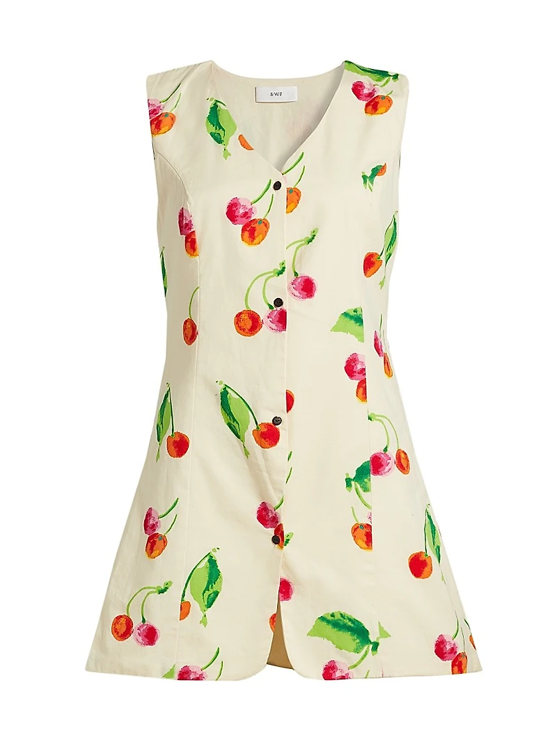 This Time Cherry Print Vest Minidress
