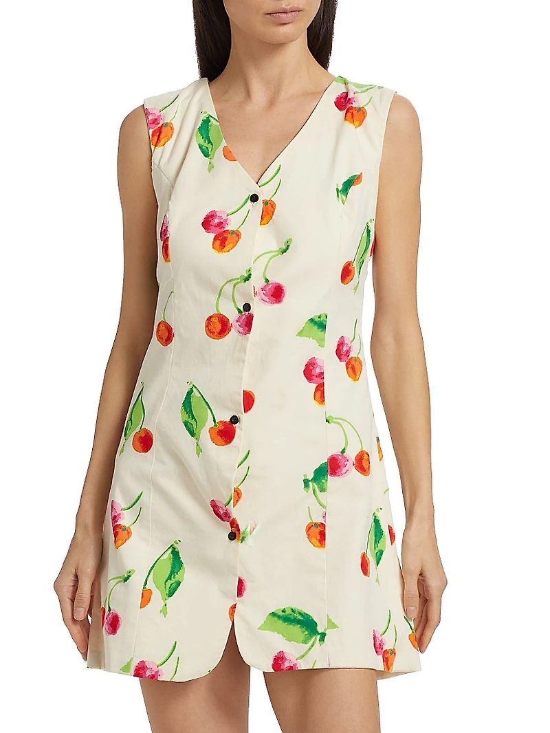 This Time Cherry Print Vest Minidress