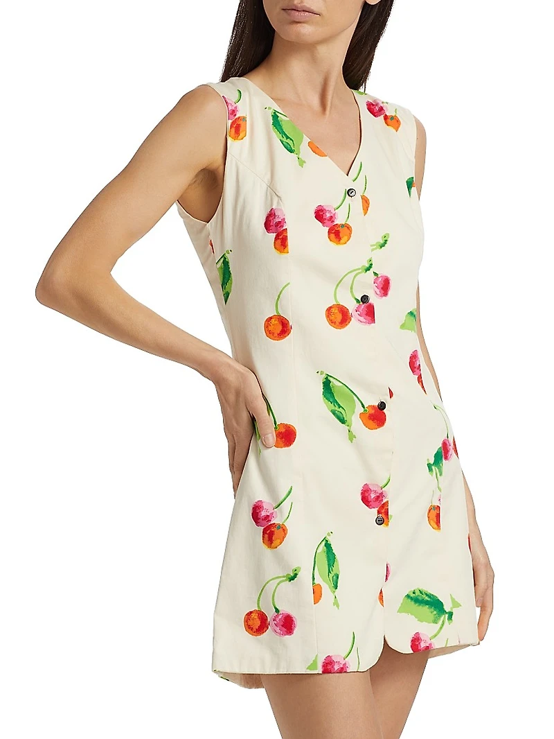 This Time Cherry Print Vest Minidress