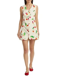 This Time Cherry Print Vest Minidress