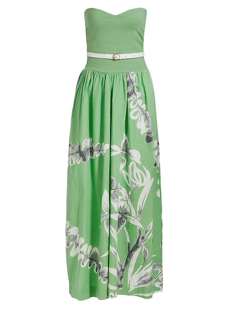 This Time Split-Bodice Belted Maxi-Dress