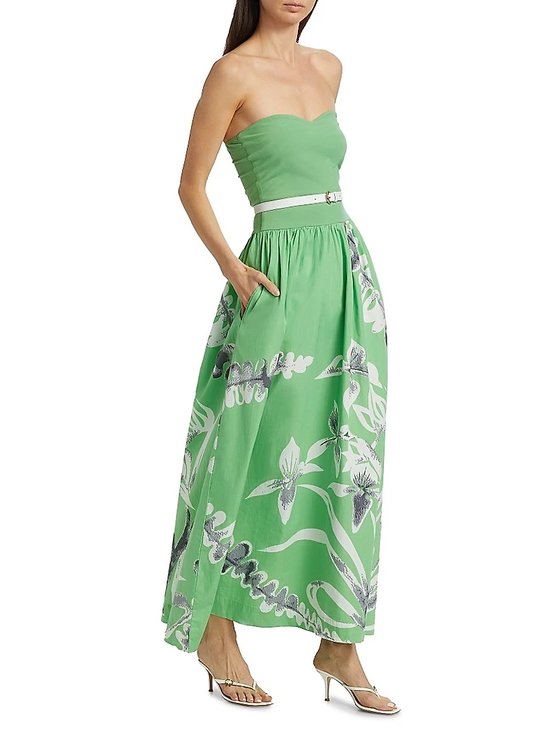 This Time Split-Bodice Belted Maxi-Dress