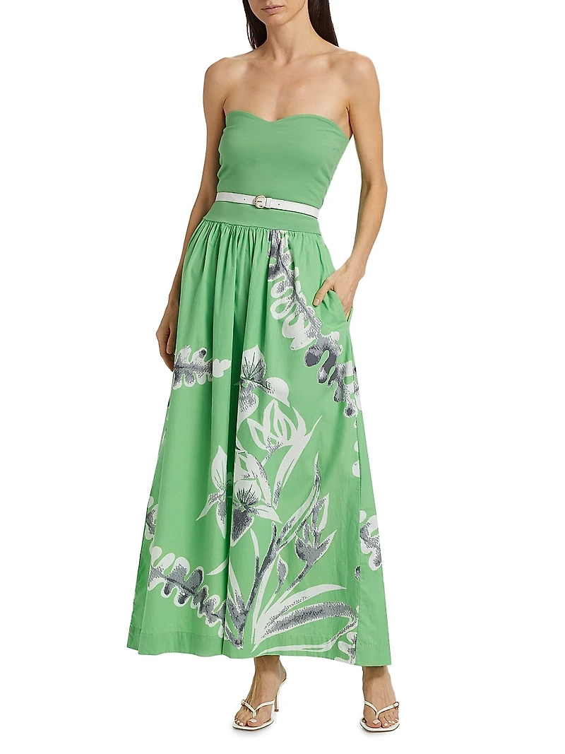 This Time Split-Bodice Belted Maxi-Dress