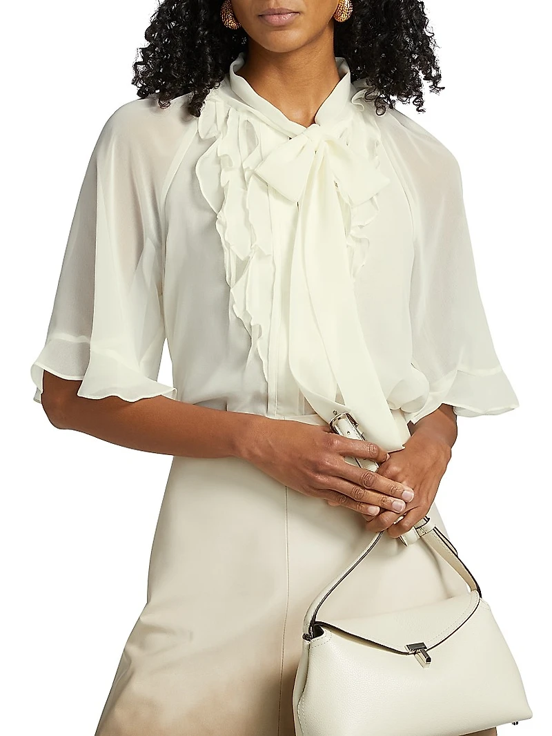 Monaco Crêpe Chiffon Tieneck Blouse