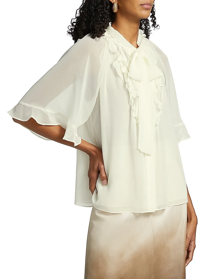 Monaco Crêpe Chiffon Tieneck Blouse