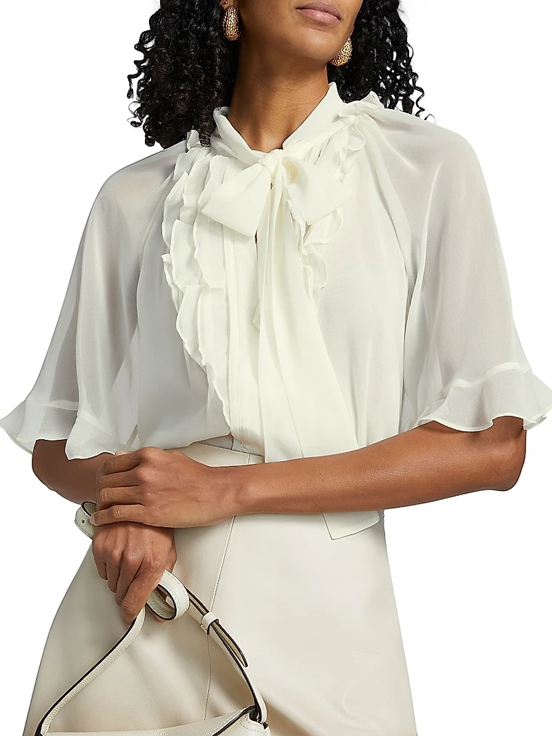 Monaco Crêpe Chiffon Tieneck Blouse