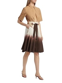 Jana Dip Dye Cotton Tie-Waist Midi Shirtdress