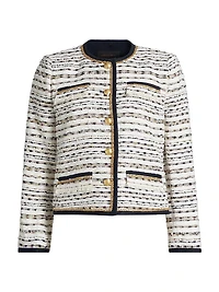 Kiera Striped Tweed Collarless Jacket