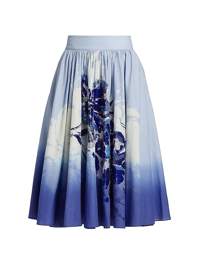 Selwyn Embellished Cotton Midi-Skirt