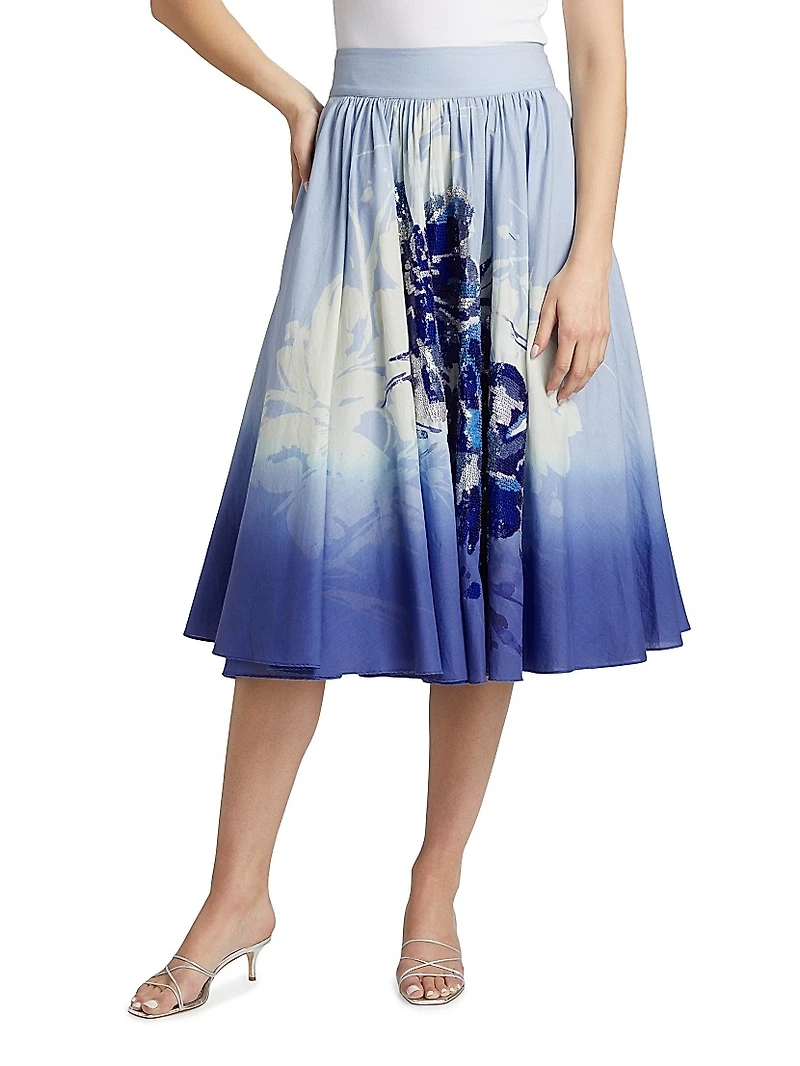 Selwyn Embellished Cotton Midi-Skirt