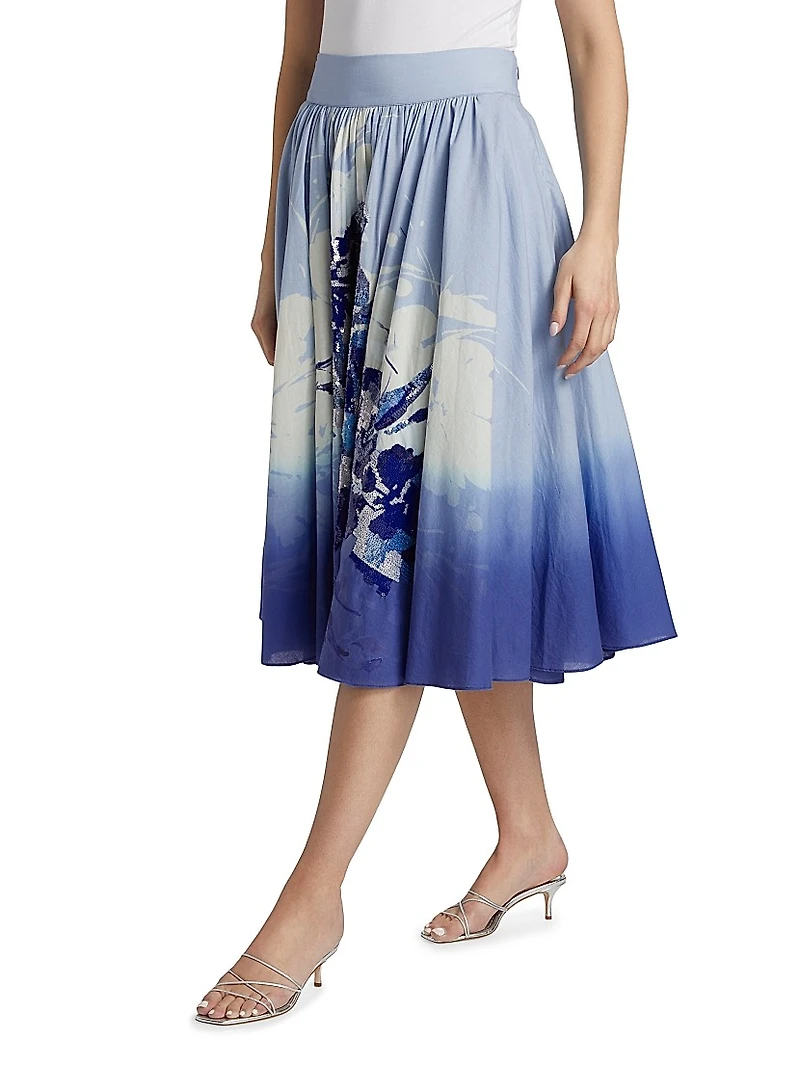 Selwyn Embellished Cotton Midi-Skirt