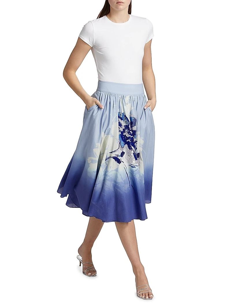 Selwyn Embellished Cotton Midi-Skirt