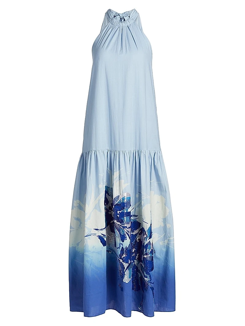 Daelia Sequined Floral Cotton Maxi Dress